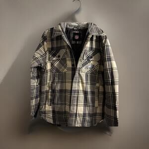 NFL Philadelphia Eagles Quilted Plaid Hooded Zip Up Button Jacket Small NWT